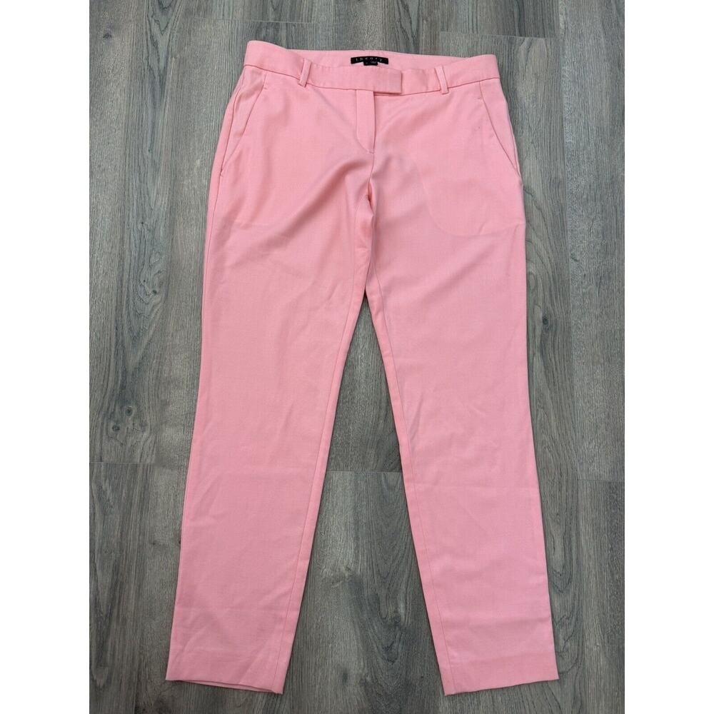 Theory Pants Womens 6 Cropped wool-twill tapered Salmon Pink Trousers